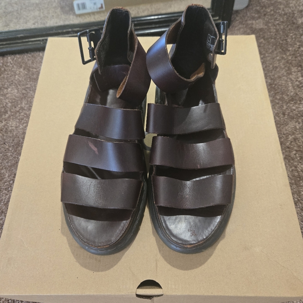 Dr Martens Clarissa Brown Leather Buckle Gladiator Sandals US 10 Uk 8 Eu 42